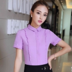 2017新款紫色短袖襯衫